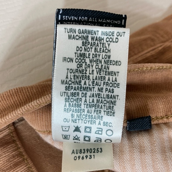 7 For All Mankind Tan Cropped Wide Leg Corduroy Jeans 30 - Picture 11 of 13